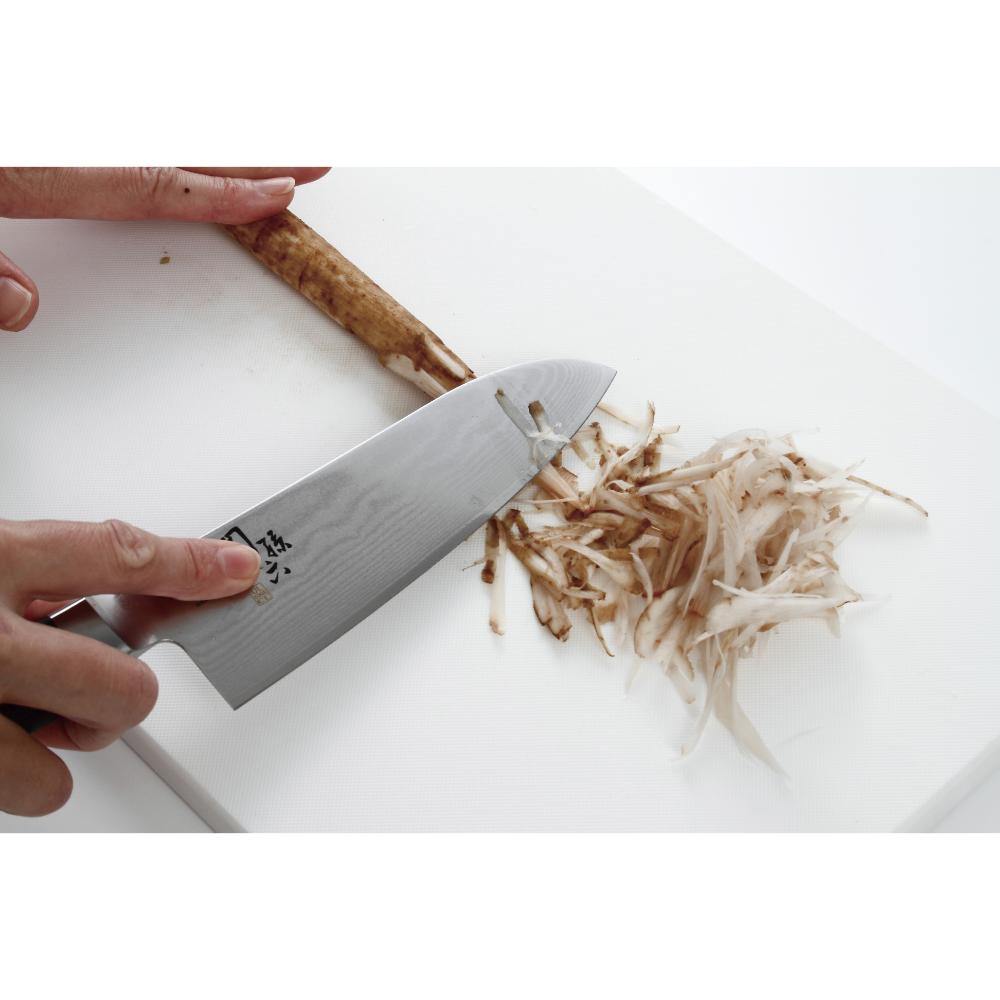 KAI Sekimagoroku Damascus Stainless Steel Santoku Kitchen Knife chopping gobo burdock roots