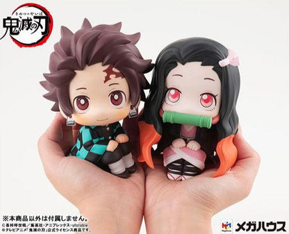 Lookup series Anime Figure Demon Slayer Tanjiro Kamado and Nezuko Kamado sitting on palms