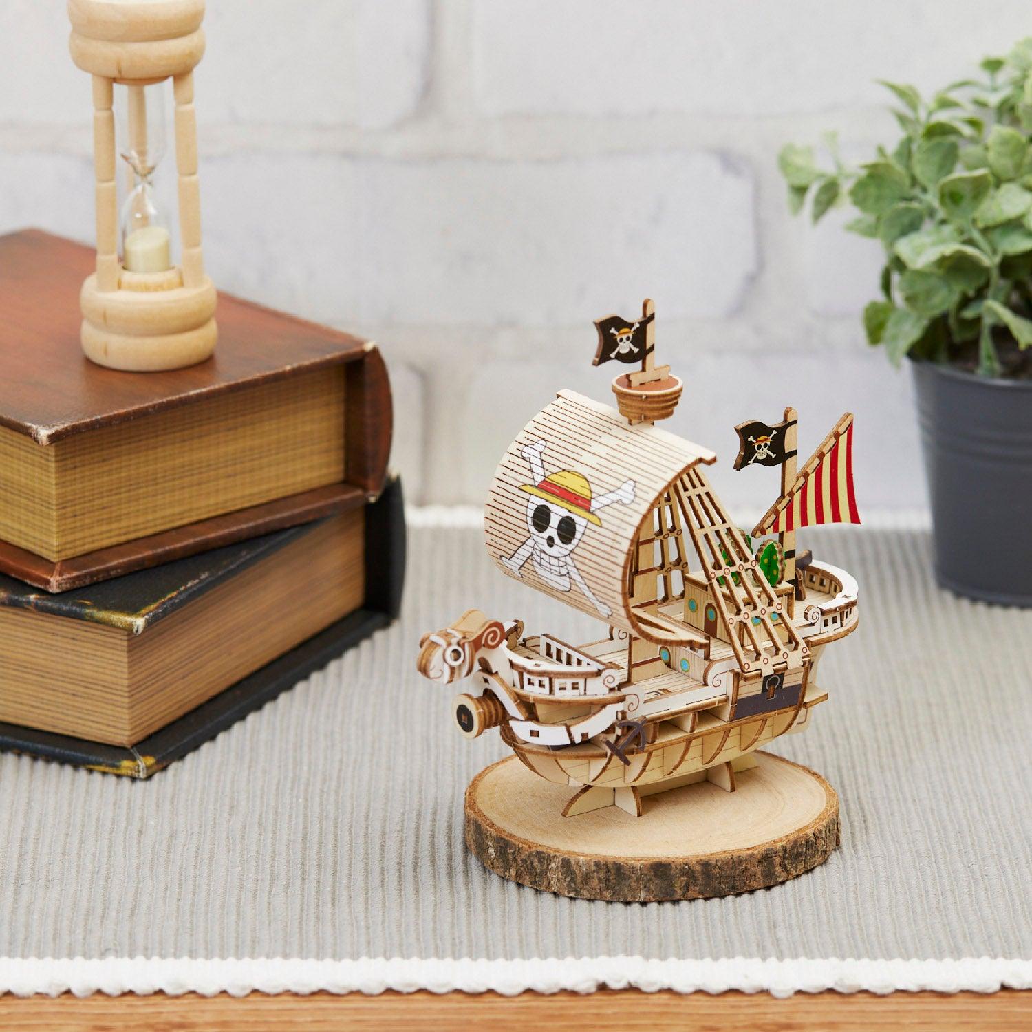 KIGUMI DIY Wooden One Piece Pirate Ship Puzzle kit Going Merry zoom out decoration