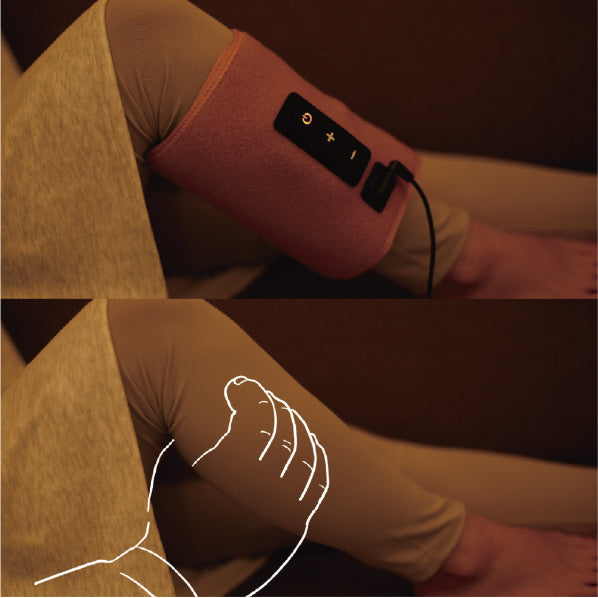 Gorilla Grip Calf Compression Massager with drawing of gorilla hand massaging calf