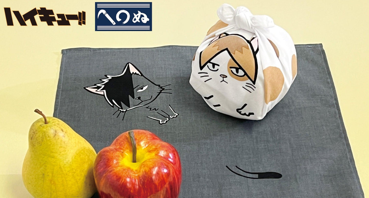 Haikyu themed Handkerchief Kozume Kenma Cat and Kuroo Testuro with fruits