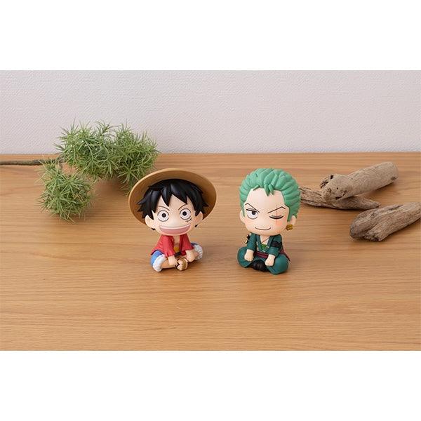 Lookup series Anime Figure One Piece Monkey D Luffy and Rorornoa Zoro with nature decorations