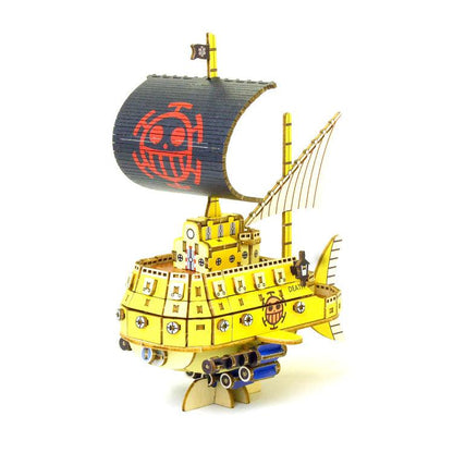 Kigumi DIY Wooden One Piece Pirate Ship Puzzle kit Trafalgar Law Submarine Polar Tang diagonal