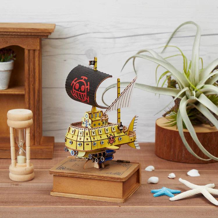 Kigumi DIY Wooden One Piece Pirate Ship Puzzle kit Trafalgar Law Submarine Polar Tang zoom out decoration