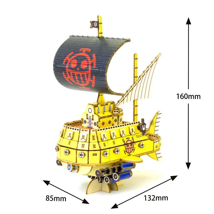 Kigumi DIY Wooden One Piece Pirate Ship Puzzle kit Trafalgar Law Submarine Polar Tang dimensions