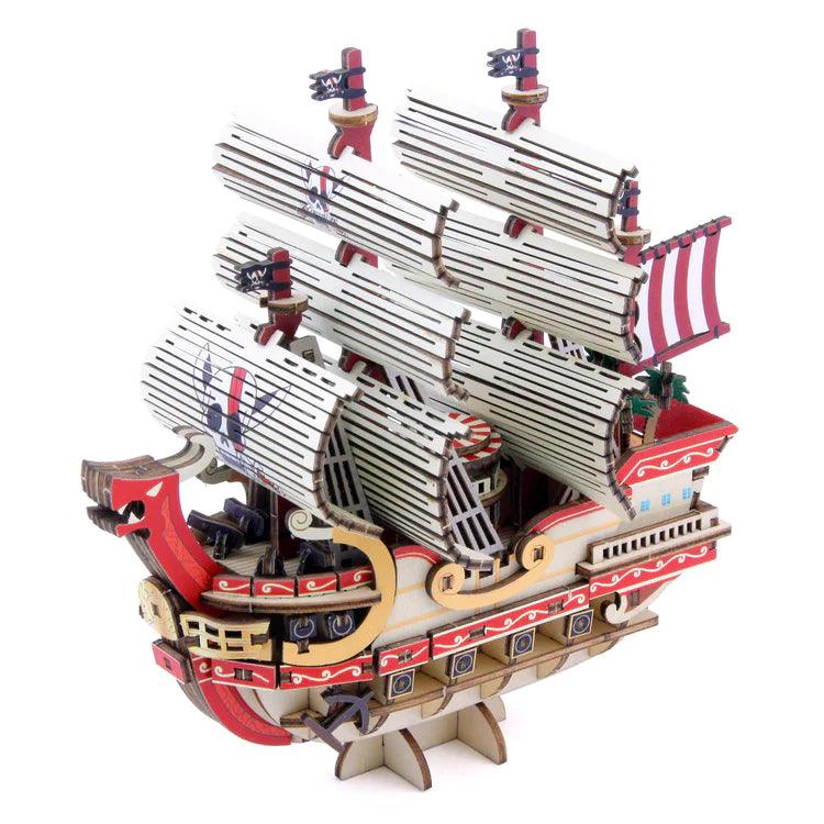 Kigumi DIY Wooden One Piece Pirate Ship Puzzle kit Red Hair Pirates Red Force diagonal