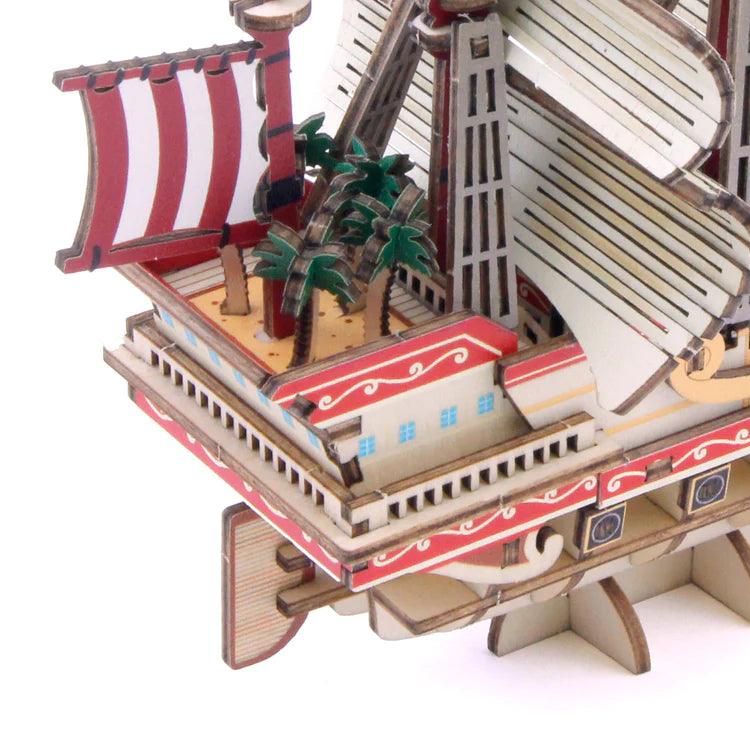 Kigumi DIY Wooden One Piece Pirate Ship Puzzle kit Red Hair Pirates Red Force zoom in detail