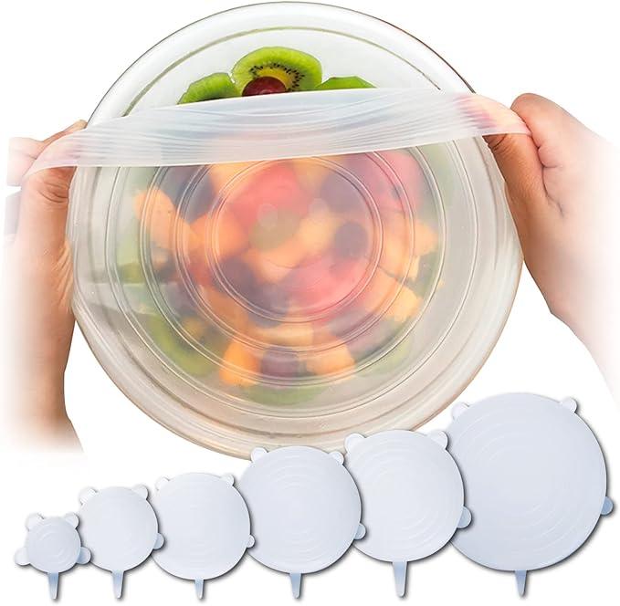 6 different size silicone food wrap top